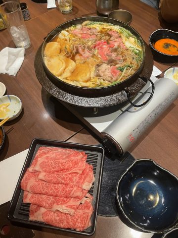 忘年会のお店のすき焼き 美味しかった～